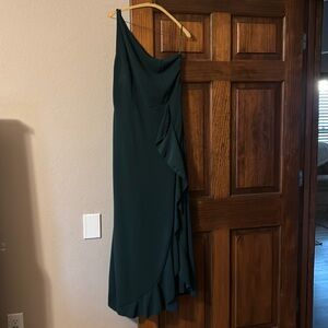Large- one shoulder ruffled asymmetrical maxi dress